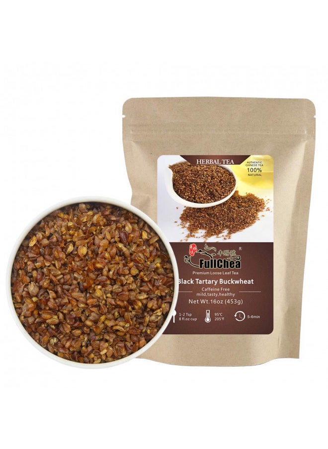 FullChea - Himalayan Tartary Buckwheat Tea - Black Buckwheat - Roasted Buckwheat - Loose Leaf Herbal Tea - Caffeine Free - NON-GMO - Gluten Free - 100% Natural 16oz / 453g