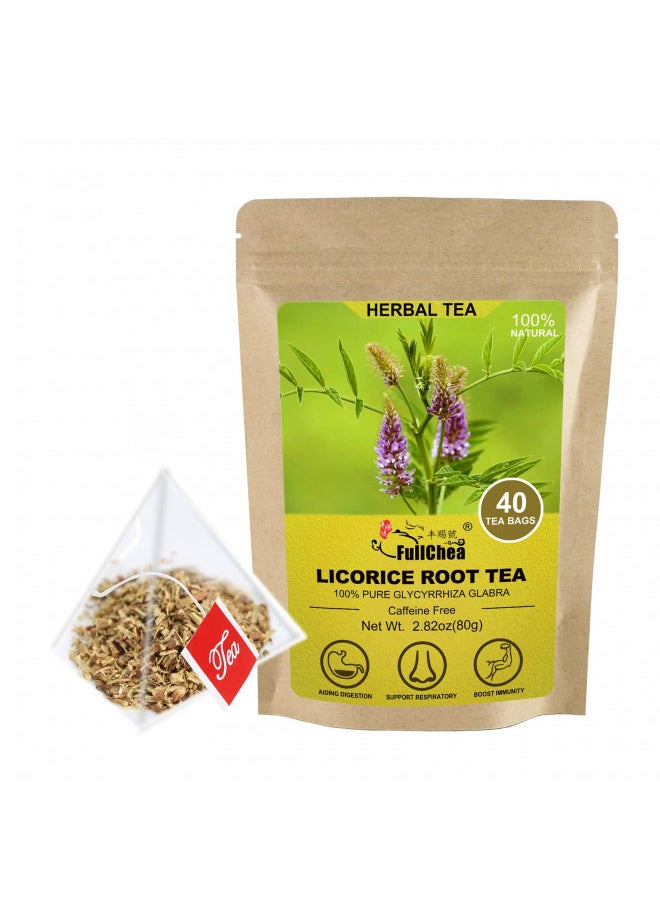 FullChea - Licorice Root Tea Bag, 40 Teabags, 2g/bag - Premium Licorice Root - Non-GMO - Naturally Caffeine-free Herbal Tea - Aid in Digestion & Promote Respiratory Health