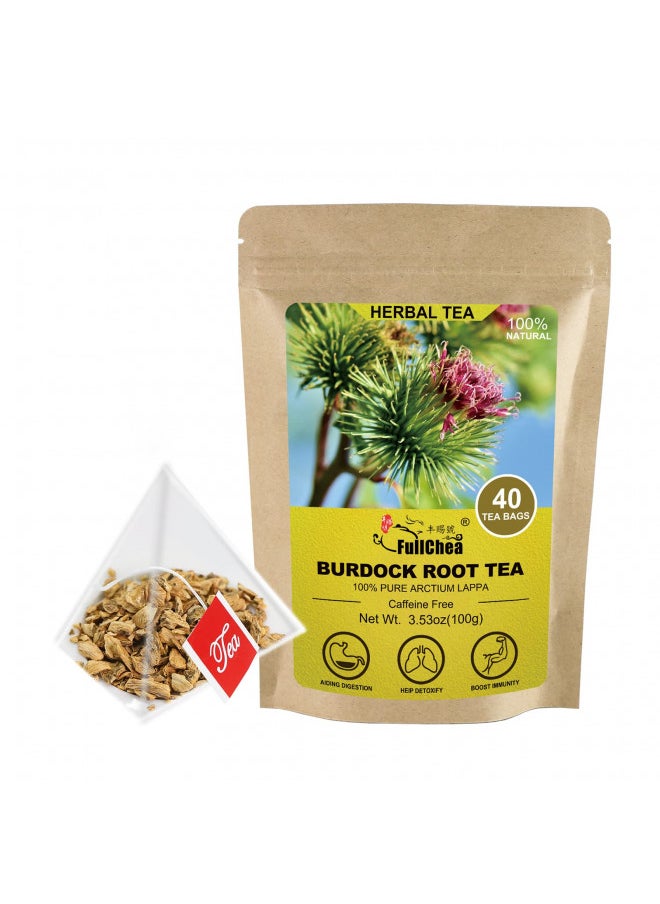 FullChea - Burdock Root Tea Bags, 40 Teabags, 2.5g/bag - Premium Burdock Root - Non-GMO - Naturally Caffeine-free Herbal Tea - Aid in Digestion & Improving Liver Health