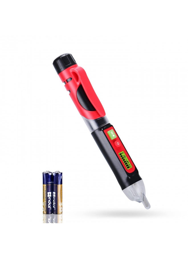 Wintact Non-Contact AC Voltage Detector Pen, 12V-1000V/48V-1000V Dual Range, High/Low Adjustable Sensitive, Live/Null Wire Breakpoint Tester with Flashlight, LCD Flashing Audible Buzzer Alarm