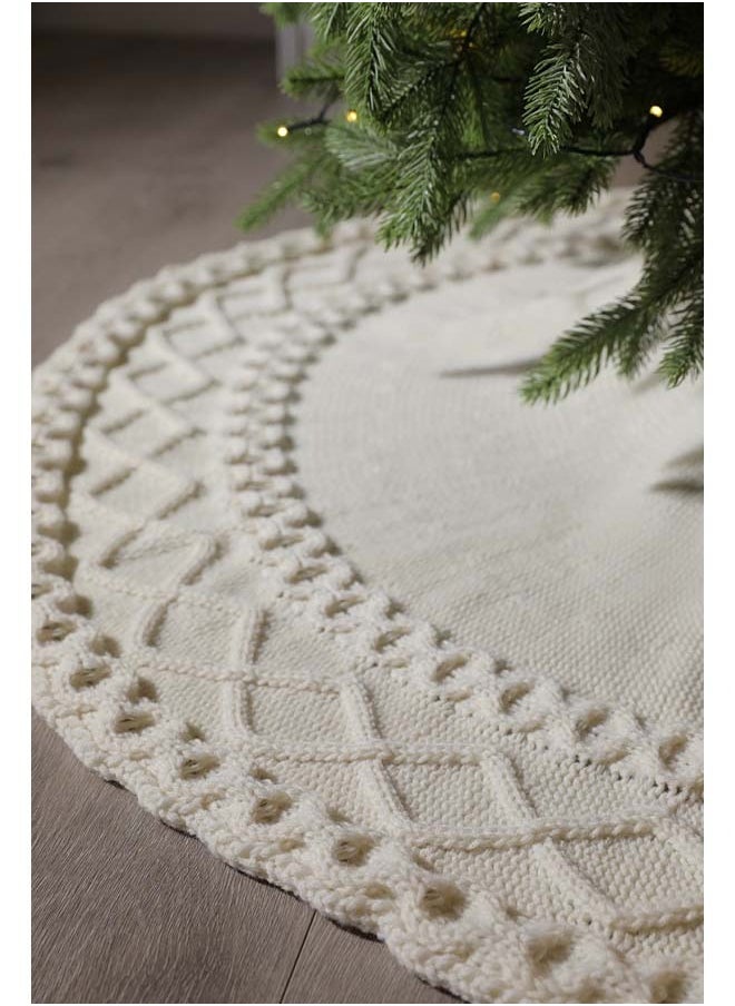 Christmas Tree Skirt,diameter 48in/122cm  Christmas Tree Bottom Apron for Christmas Tree Holiday Home Party Indoor Decorations,for Christmas Tree Decoration, Large Knitted Christmas Tree Skirt - 48 - inch Diamond - shaped Christmas Decoration Made of Acrylic Yarn