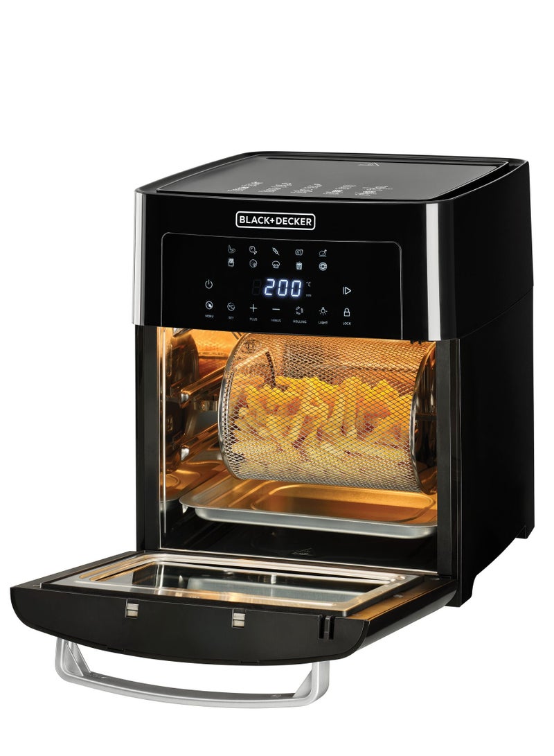 Digital Air Fryer Oven, Family-Sized Capacity, Touch Control, 10 Preset Functions, 80-220°C Adjustable Temp, Rapid Air Convection, Smoke-Free Cooking, 15 L 1700 W AOF150-B5 Black