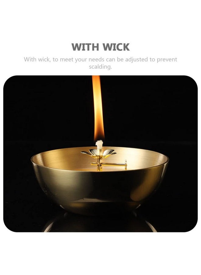 2Pcs Oil Lamp Floating Wick Buddhist Ghee Lamp Holder Metal Oil Cork Disc Tibetan Incense Stick Holder Buddhist Altar Supplies S Diya Lamp For Pooja