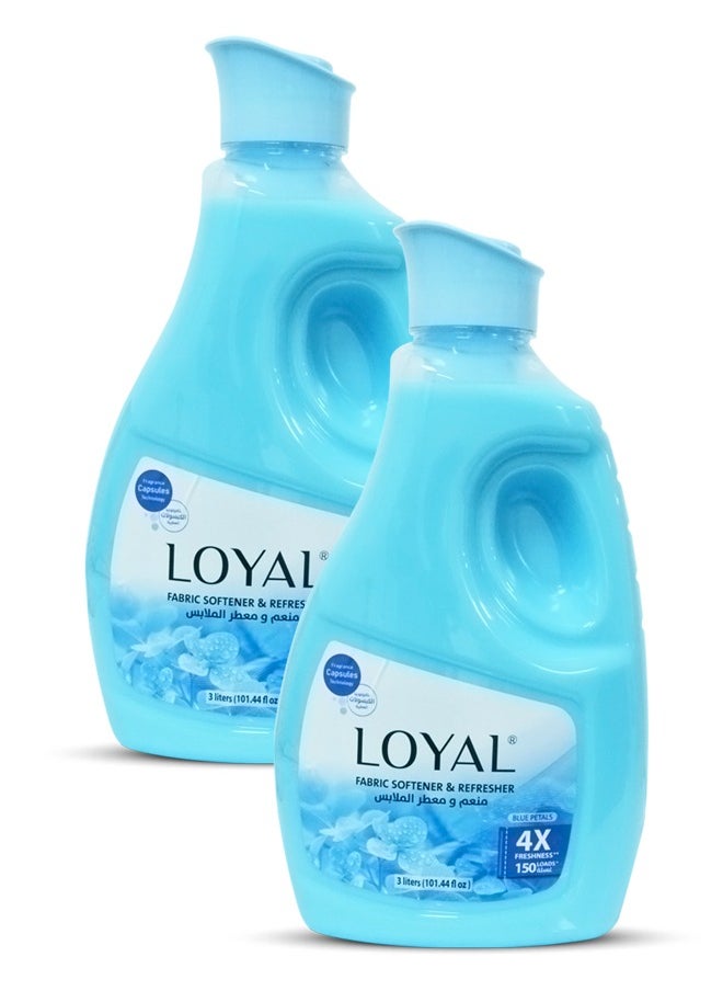 Fabric Softener & Freshener Concentrated, Blue Petals 150Washes 2x3000ml