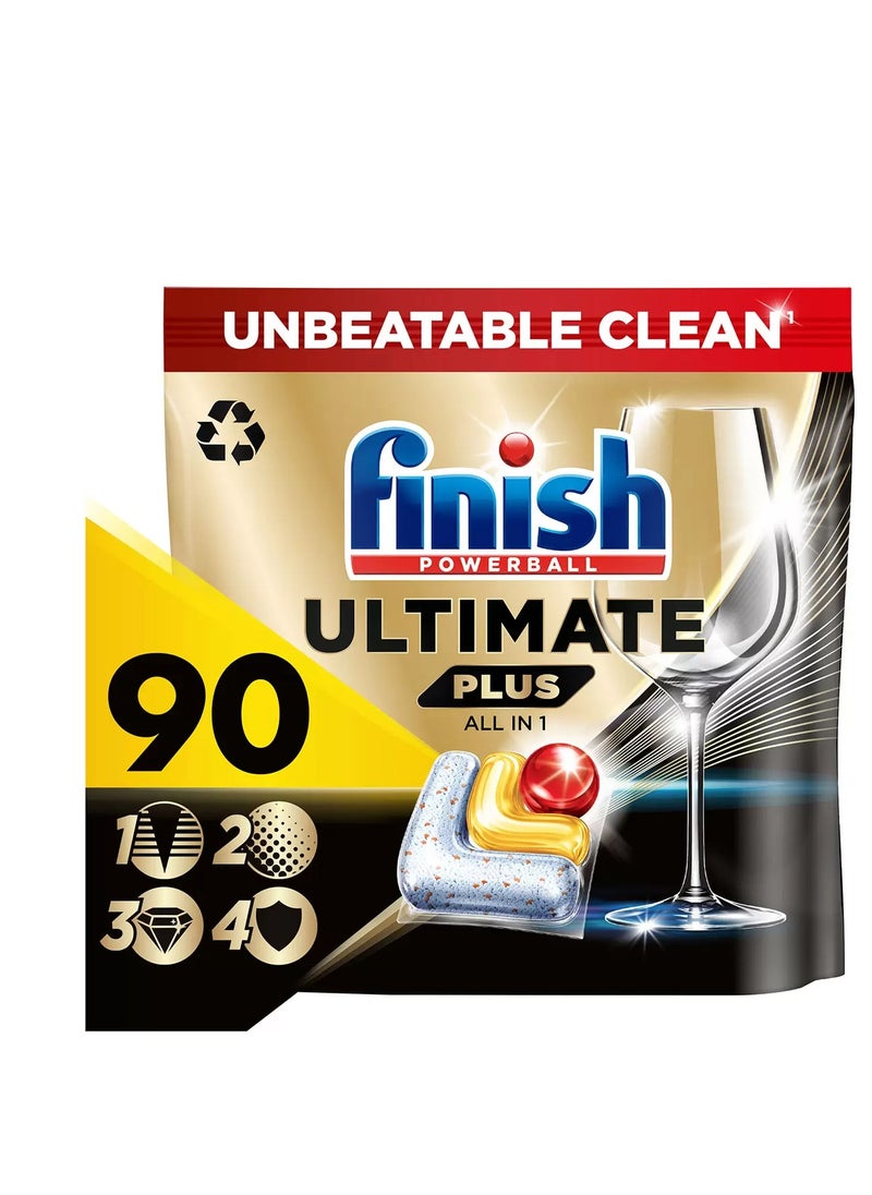 Ultimate Plus Dishwasher Detergent Descaler All in One Lemon Sparkle, 90 Tablets/Pods