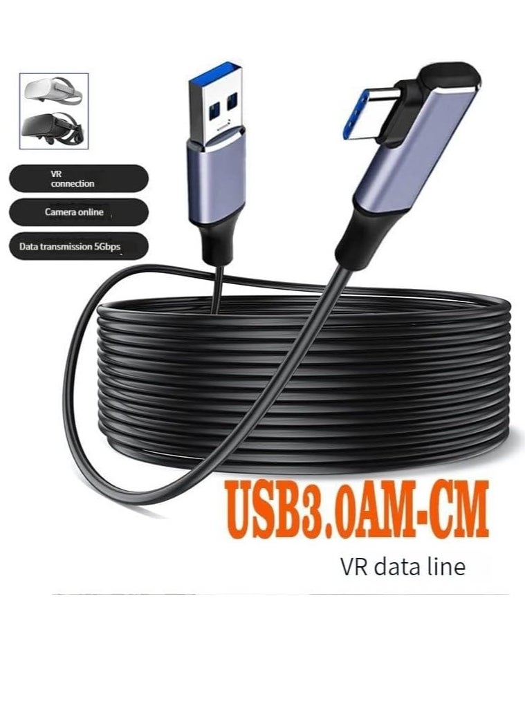 Link Cable 3M Compatible with Meta Quest Pro/Oculus Quest 2 Accessories and PC/Steam VR, High Speed PC Data Transfer, USB 3.0 to USB C Cable for VR Headset and Gaming PC