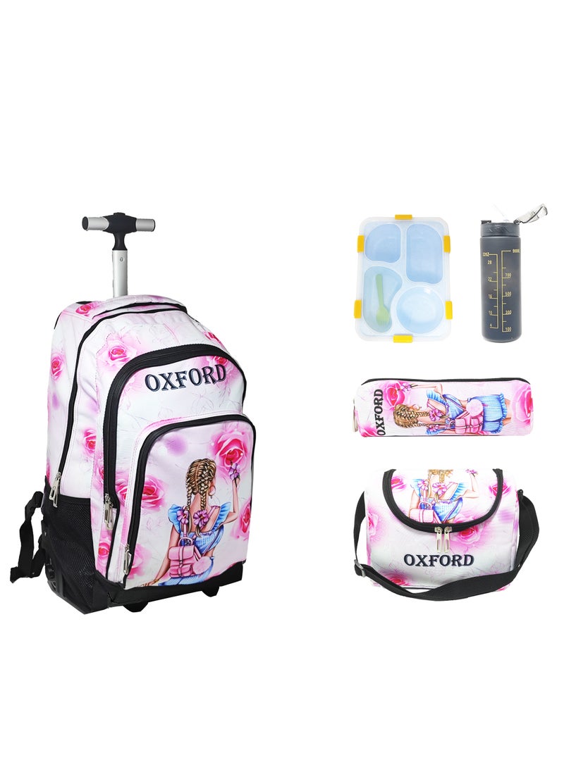 Oxford 2wheels Trolley 5pcs set Girl painting