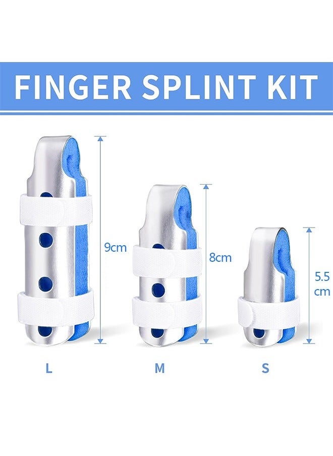 3-Piece Finger Splint, Metal Finger Support Brace for Broken Fingers Straightening Arthritis (3 Size)