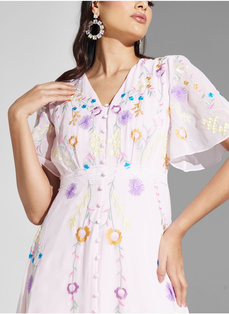 Floral Embroidered Dress