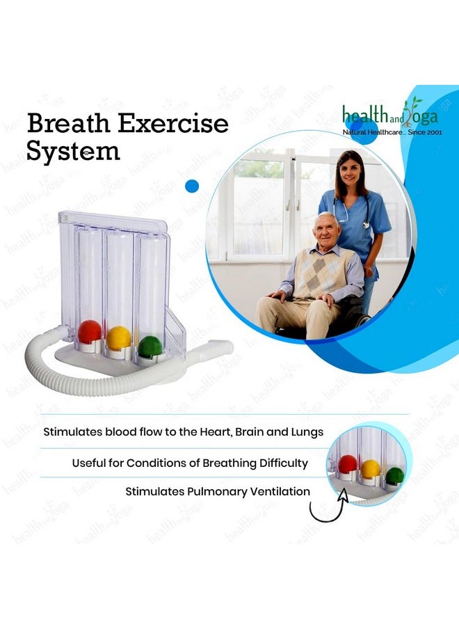 Deep Breathing Lung Exerciser - 3-Chamber Incentive Style Spirometer