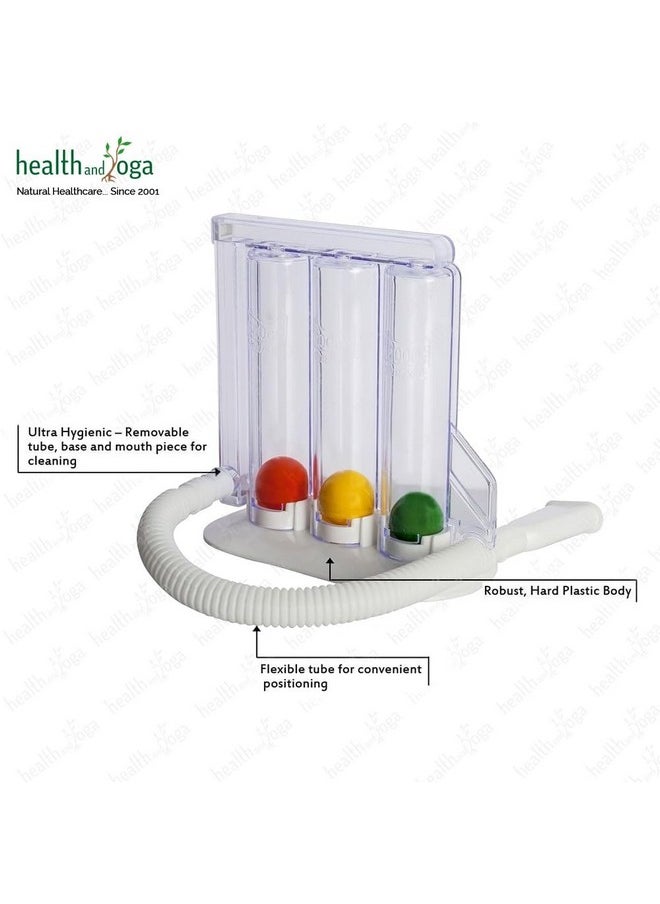 Deep Breathing Lung Exerciser - 3-Chamber Incentive Style Spirometer