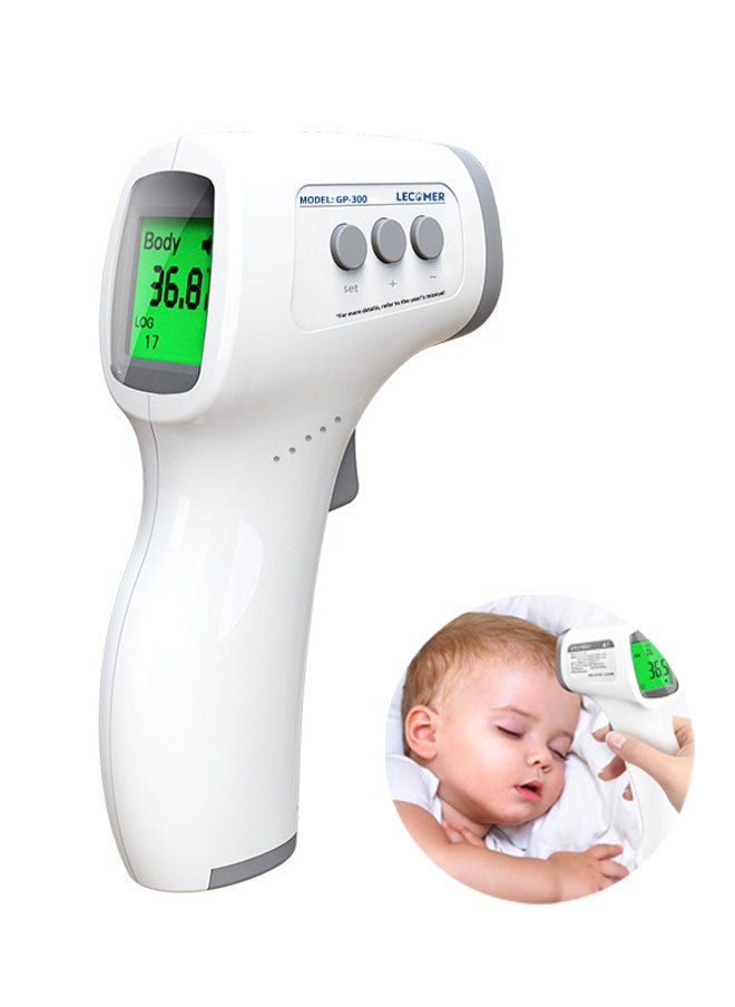 Digital Non-Contact Infrared Thermometer, 4 Modes, with Sound Warning, Store 32 Measurement Results, Measure Forehead, Body, Object Temperature (White and Gray)