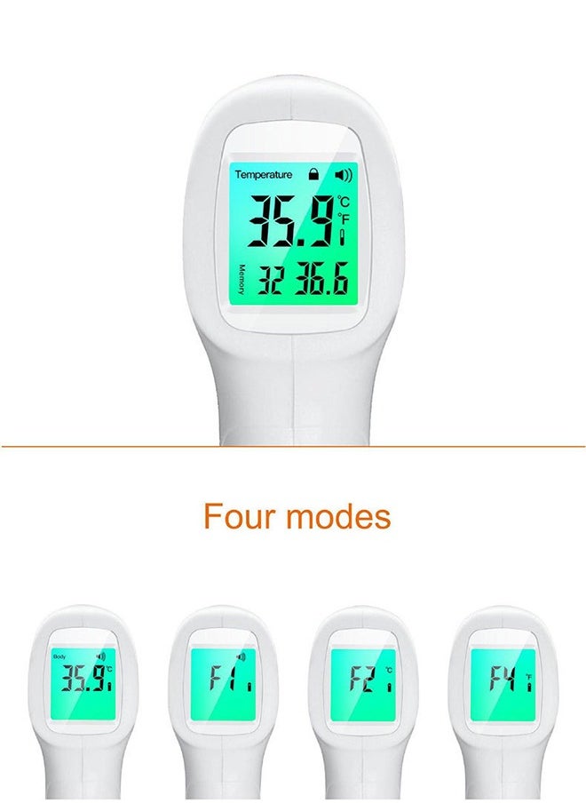 Digital Non-Contact Infrared Thermometer, 4 Modes, with Sound Warning, Store 32 Measurement Results, Measure Forehead, Body, Object Temperature (White and Gray)