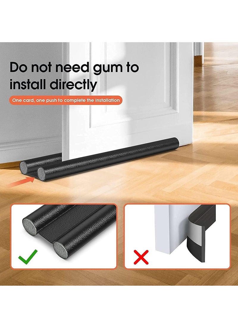 Under Door Draft Stopper - High Resistance Rubber and Fabric - Soundproof Energy Saving Weather Stripping Seal Sweep Strip for Bedroom Doors - 93cm Weatherproof Under Door Seal Black