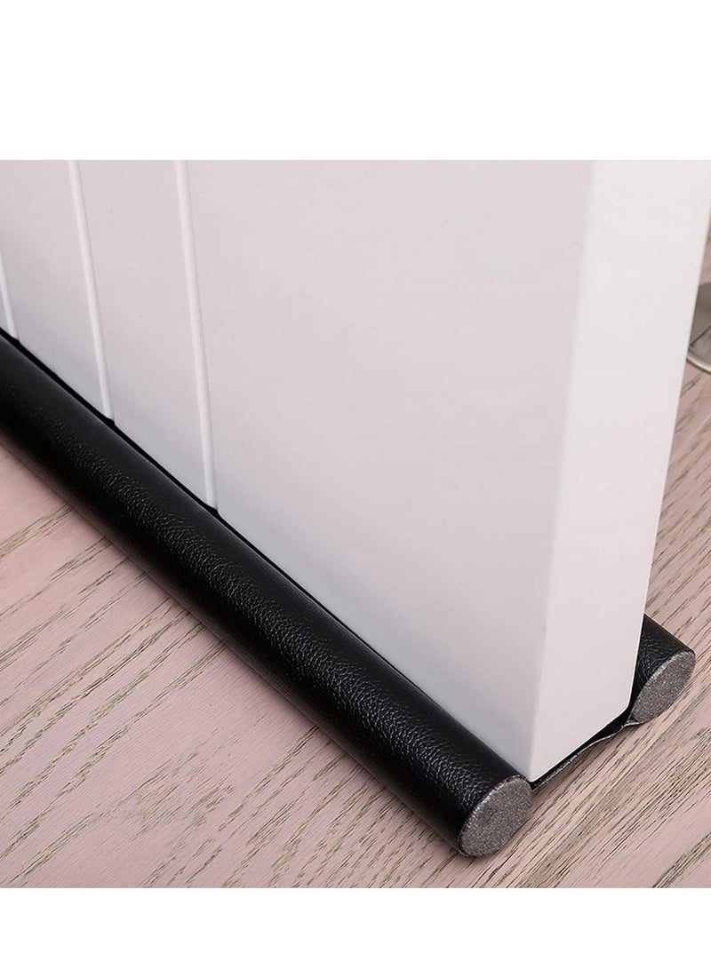 Under Door Draft Stopper - High Resistance Rubber and Fabric - Soundproof Energy Saving Weather Stripping Seal Sweep Strip for Bedroom Doors - 93cm Weatherproof Under Door Seal Black