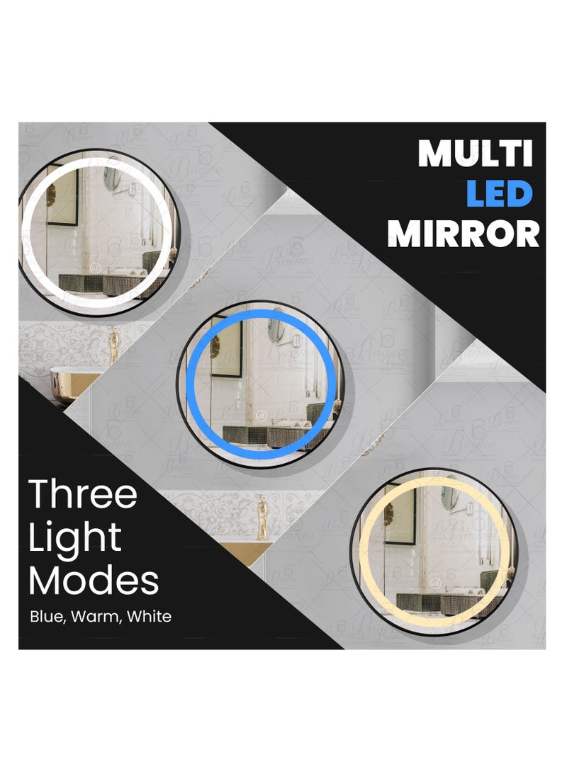 B BAGNO Silver LED Framed Mirror, Matt Black Mirror, premium Quality 60x60cm BML23(Matt Black)