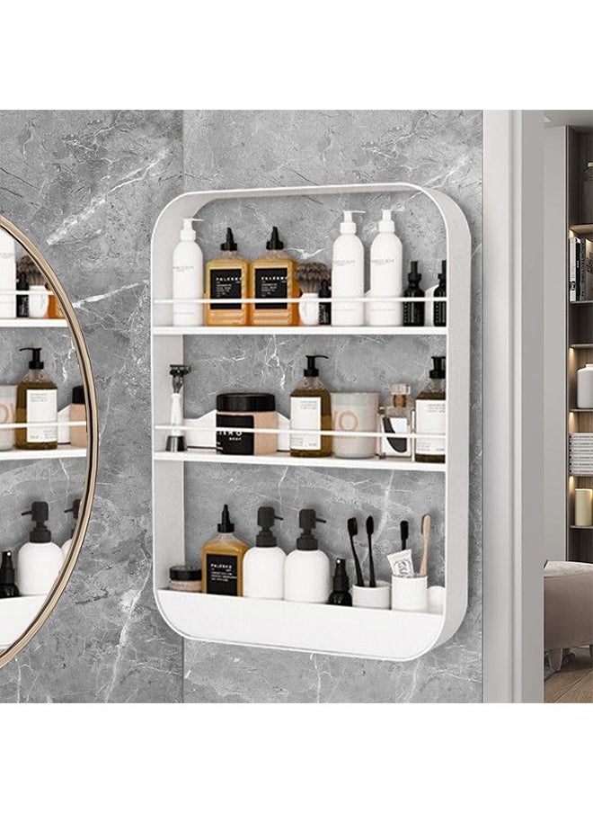 3-Layer Sturdy Wall Mounted Bathroom Shelf Shower Shelf White 60*40*10cm