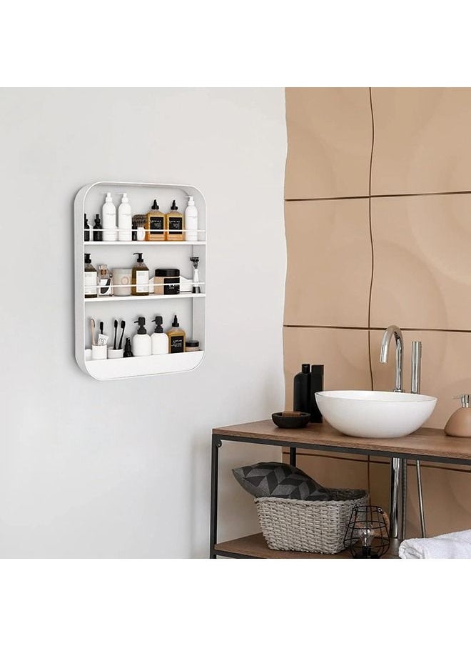 3-Layer Sturdy Wall Mounted Bathroom Shelf Shower Shelf White 60*40*10cm