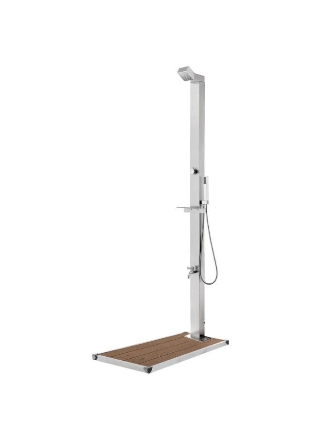 vidaXL Garden Shower with Brown Base 225 cm Stainless Steel