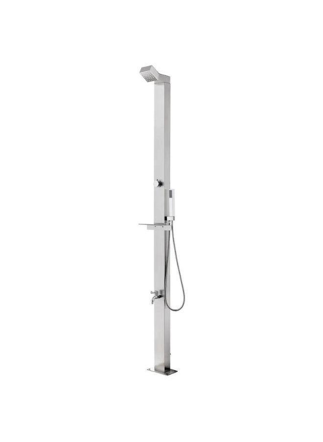 vidaXL Garden Shower with Brown Base 225 cm Stainless Steel