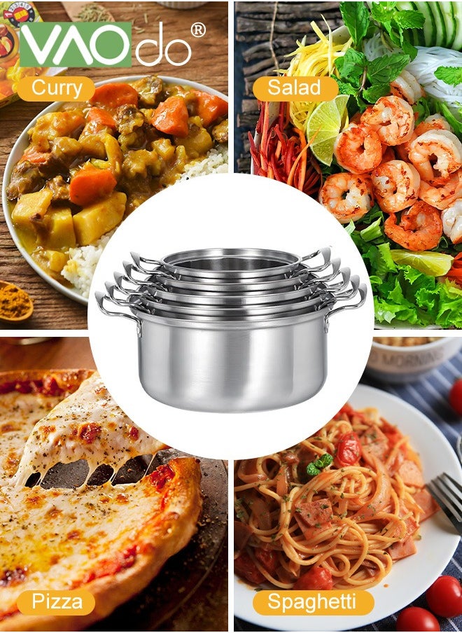 10 PCS Stainless Steel Cooking Pot Set  with Tempered Glass Lid and Double Handles Compatible with Induction Electric Gas Cooktops Cookware Set