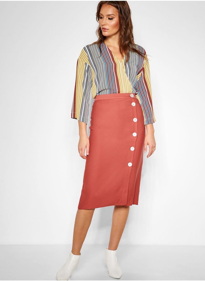 Button Down Midi Skirt