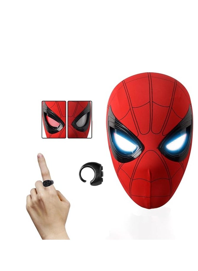 Spider Superhero Mask Toy with Moving Eyes and LED Lights - Movable Eyes Remote Control, Full Face, Fun for Men - Great for Halloween, Christmas, Cosplay