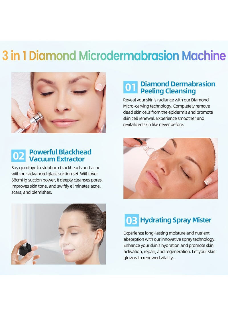 Diamond Microdermabrasion Dermabrasion Device, 100-240V, 3-in-1 Diamond Microdermabrasion Device, Rechargeable, Cleaning Sucker, Skin Care Dermabrasion Device(EU)