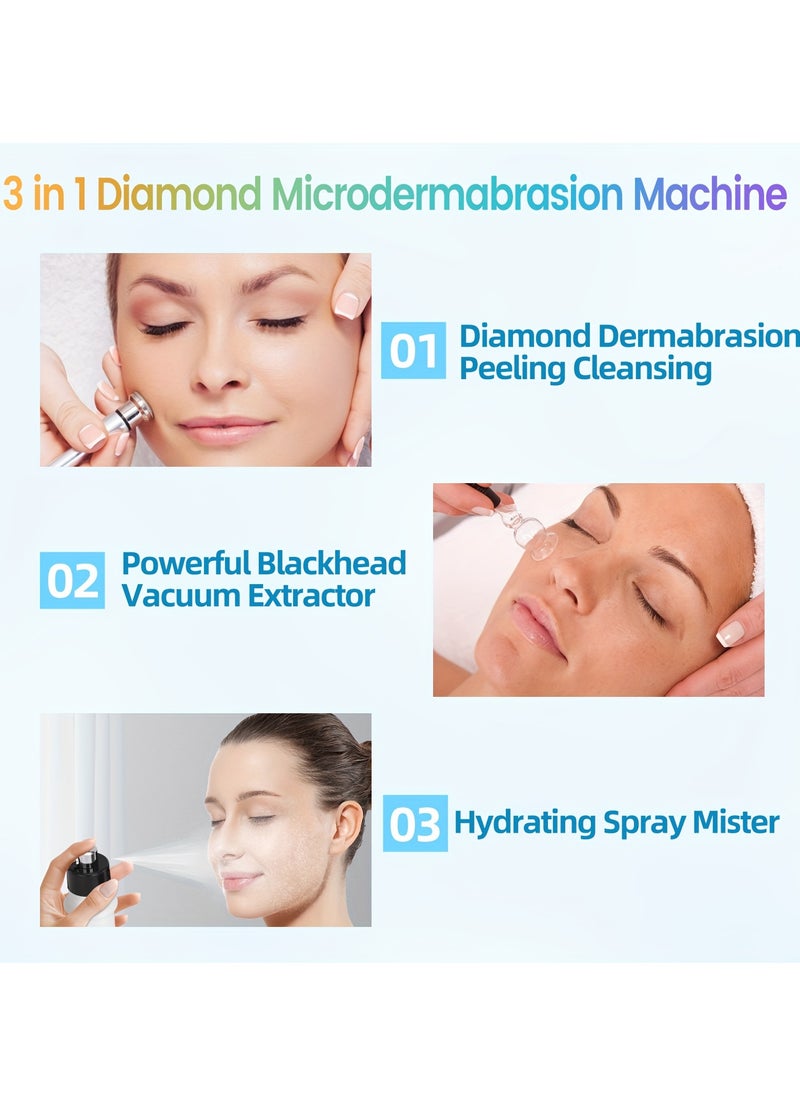 Diamond Microdermabrasion Dermabrasion Device, 100-240V, 3-in-1 Diamond Microdermabrasion Device, Rechargeable, Cleaning Sucker, Skin Care Dermabrasion Device(EU)