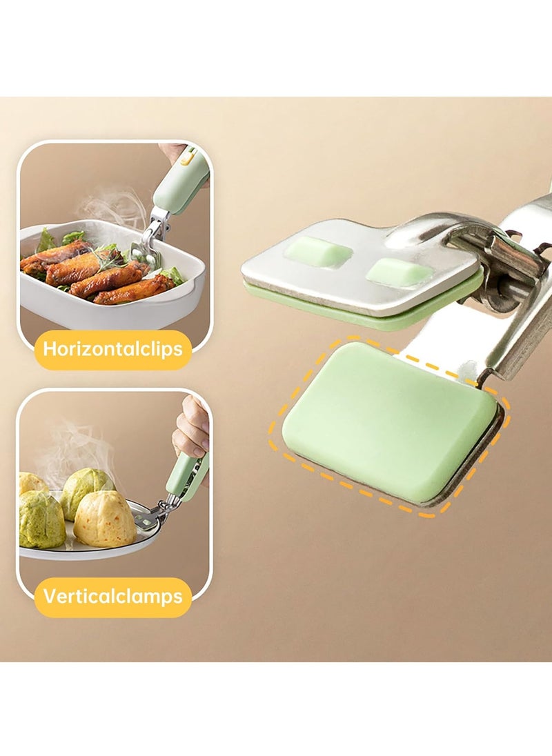 3-Pack Cartoon Cute Kitchen Goodies, Scald-Proof Heat-Insulating Gloves, Bowl Clamp, Heat-Insulating Pad Plate Lifter (Green Little Dinosaur Set)