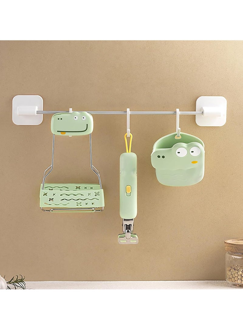 3-Pack Cartoon Cute Kitchen Goodies, Scald-Proof Heat-Insulating Gloves, Bowl Clamp, Heat-Insulating Pad Plate Lifter (Green Little Dinosaur Set)