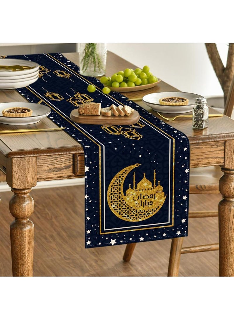 Eid Mubarak Table Flag Table Runner Ramadan Kareem Table Decorations Star Moon Lantern Ramadan Decor Sets For Dining Supply