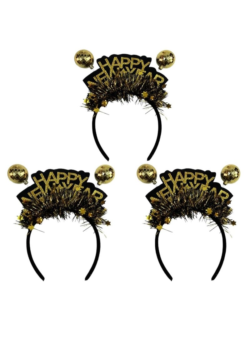 Pack of 3 New Year Tinsel Headband Christmas Headwear New Year Party Photo Props