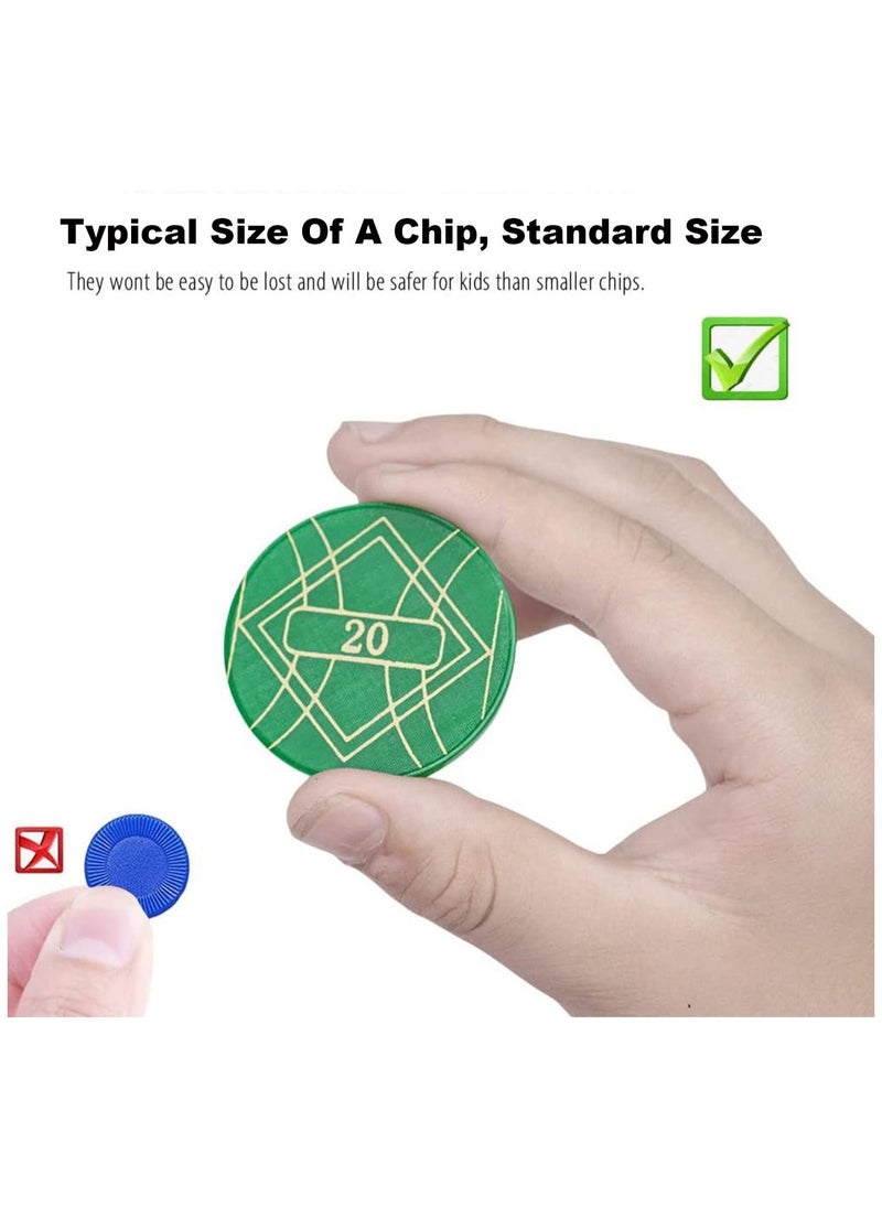 100 PCS Round Chips with Storage Box, 5 Color Large Plastic Round Chips Counting Numbers Teaching for Crafts Decoration, Plastic Counting Chips for Math