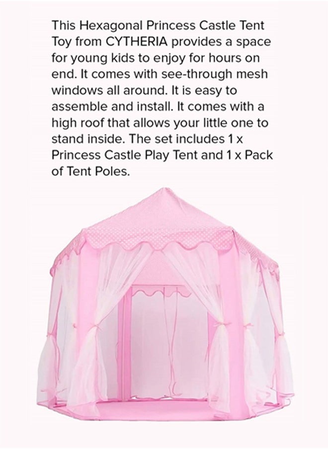 Hexagonal Spire Princess Game Tent, Game House Tent, Tulle Mosquito Proof Indoor And Outdoor Can Be Used, Pink