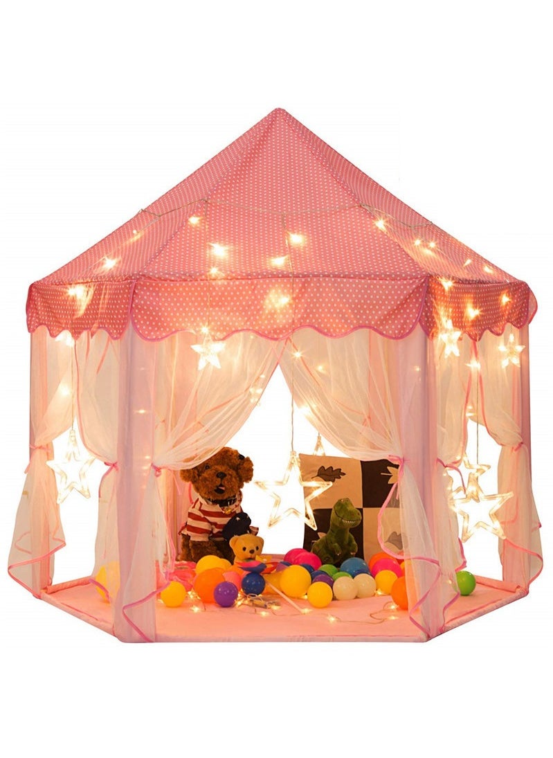 Kid's Tent Indoor And Outdoor Hexagonal Princess Castle Tent Game House Tulle Mosquito Net Tent Children's Game Tent Pink