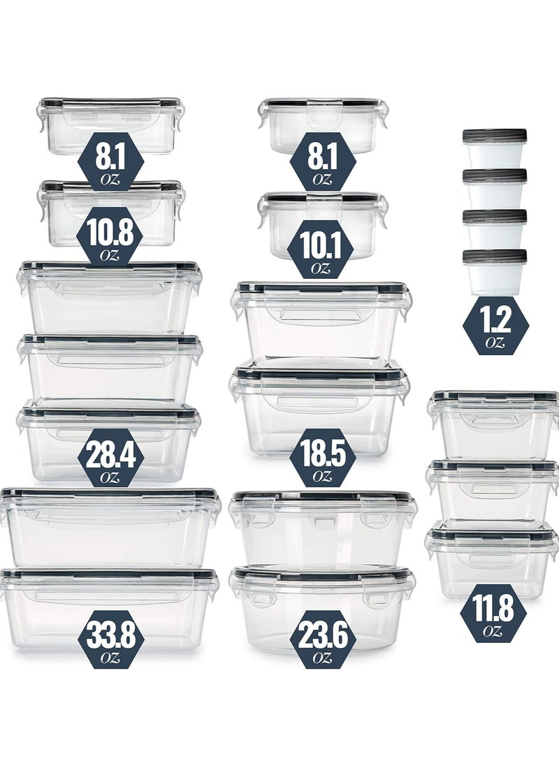 Set of 40 [20 Containers + 20 Lids] Airtight Food Storage Containers - Reusable Food Storage Boxes - Plastic Food Storage Boxes Suitable for Dishwasher Freezer Microwave