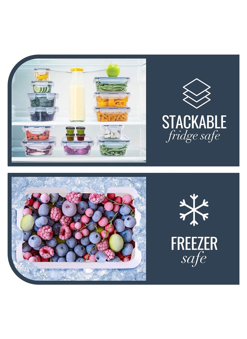 Set of 40 [20 Containers + 20 Lids] Airtight Food Storage Containers - Reusable Food Storage Boxes - Plastic Food Storage Boxes Suitable for Dishwasher Freezer Microwave