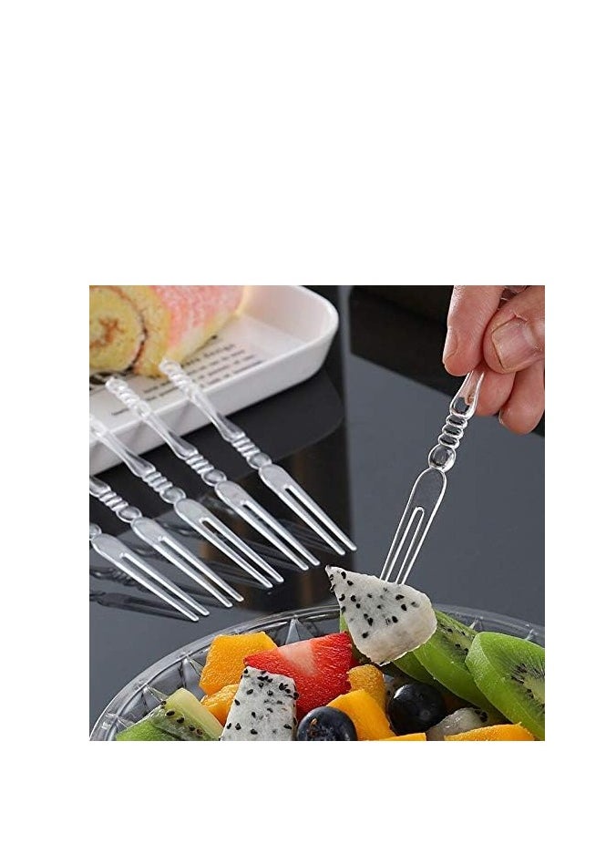 400 Pcs Disposable Plastic Fruit Forks  Cocktail Forks Tasting Appetizer Forks Set Mini Cake Forks Plastic Fruit Fork Plastic