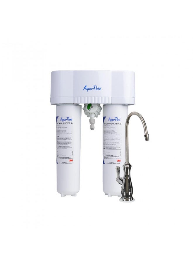 Aqua-Pure 5583101 Under Sink Water Filter System AP-DWS1000, Dedicated Faucet, Reduces Particulate, Chlorine Taste and Odor, Lead, Turbidity, Cysts, VOCs, MTBE