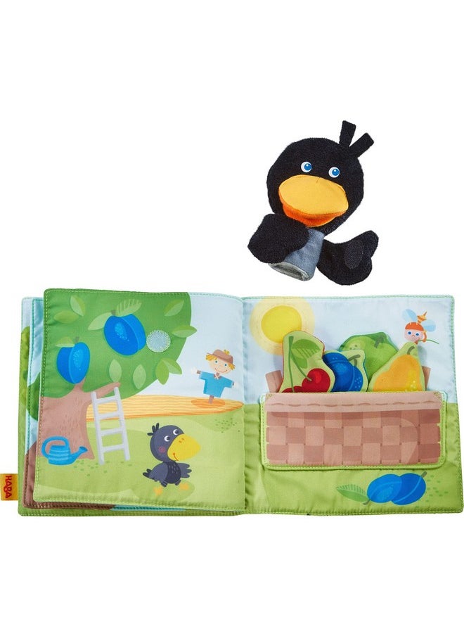 HABA Fabric Book Orchard with Raven Finger Puppet and Removable Fruit