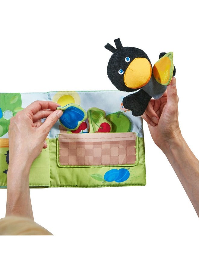 HABA Fabric Book Orchard with Raven Finger Puppet and Removable Fruit