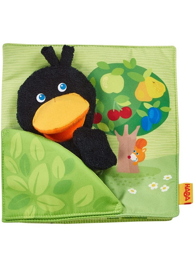 HABA Fabric Book Orchard with Raven Finger Puppet and Removable Fruit