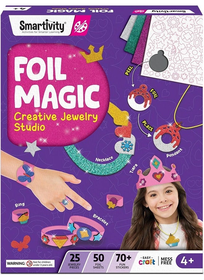 Smartivity Foil Magic - Jewelry Making Kit No Mess Art for Kids, Craft Kits & Supplies, DIY Creative Activity, Gifts for Girls & Boys Ages 4-5-6-7-8-9 Years Old