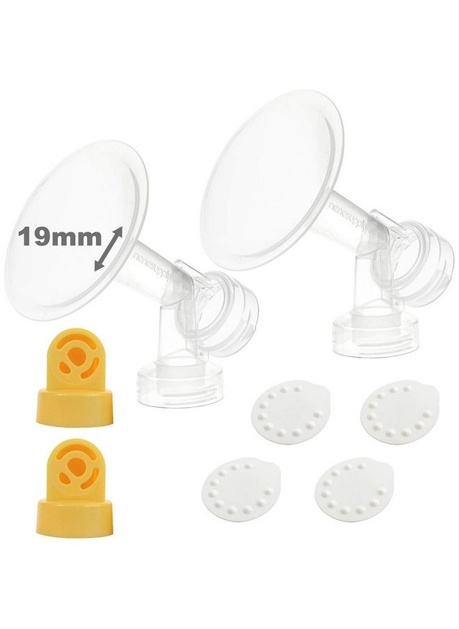 Nenesupply Pump Parts with 19mm Flanges Compatible with Medela Breastpump Incl. Flange Breastshield Valve Membrane for Pump in Style Symphony Swing Not Original Medela Pump Parts