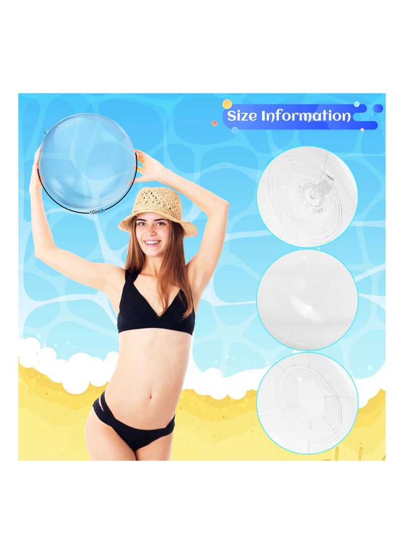 Beach Ball, 6PCS Inflatable Clear Beach Ball, Inflatable Clear Balloons, Transparent Swimming Pool Party Ball, for Summer Beach, Pool Water Beach Toys, Outdoor Summer Party Favors for Kids Adults