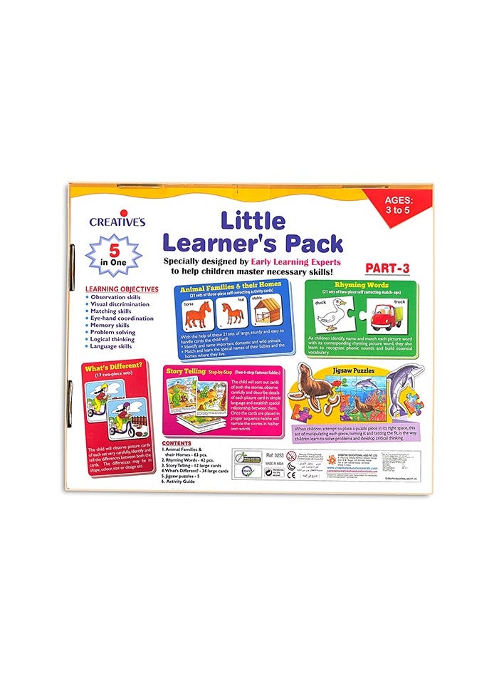 Creative's Little Learner's Pack Part-3 | Early Learner kit | Learning & Educational Game for Kids | Fun Game for Kids | Matching Skills | Puzzles & Card Game | 5 in One Pack | Ages 3 to 5 Year