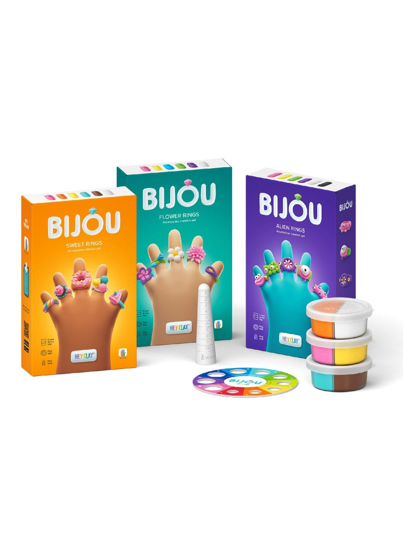 ALIEN RINGS Colourful modelling air-dry clay, 3 cans with fun interactive app for kids 3 years +