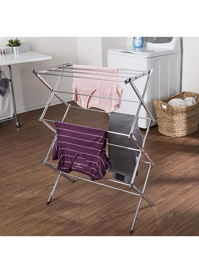 Honey-Can-Do Commercial Accordion Wood Drying Rack, Chrome, for Storage