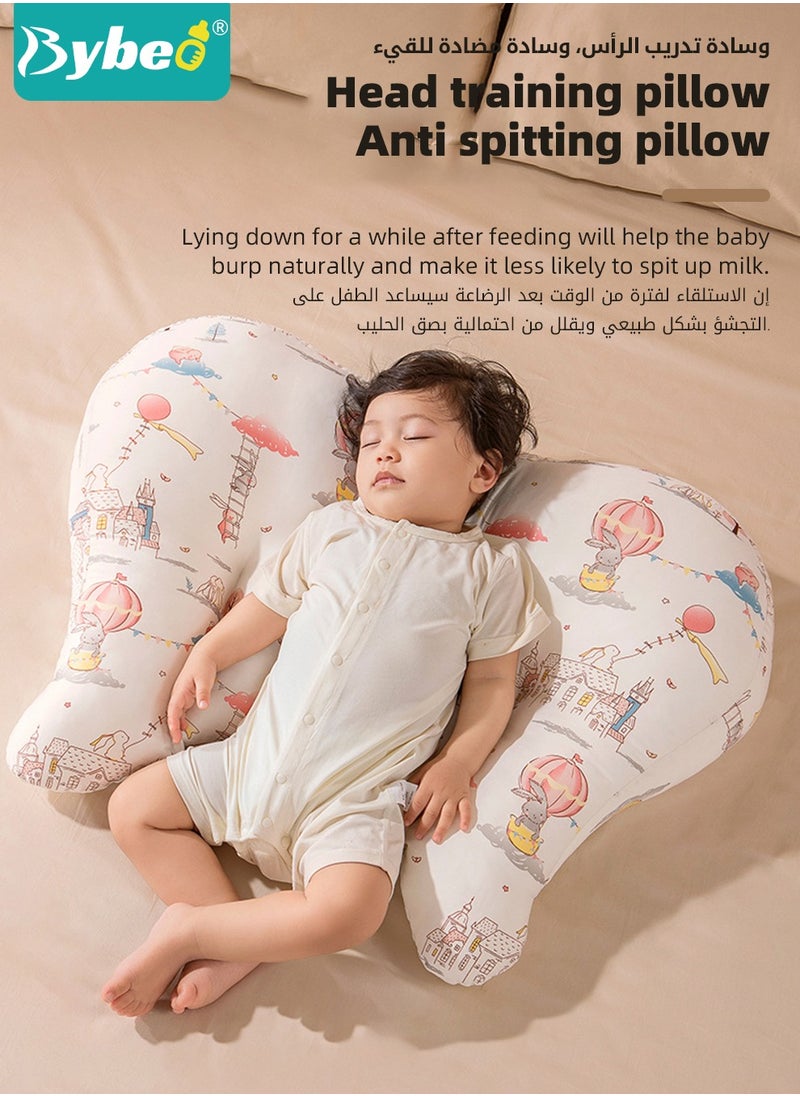 Baby Nursing Pillow for Breastfeeding, Multifunctional Toddler Look Up and Lying Pillows, Anti vomit Milk Babies Crib Headrest for Newborn and Infant, 30 Degree Incline, Enlarged and Widened